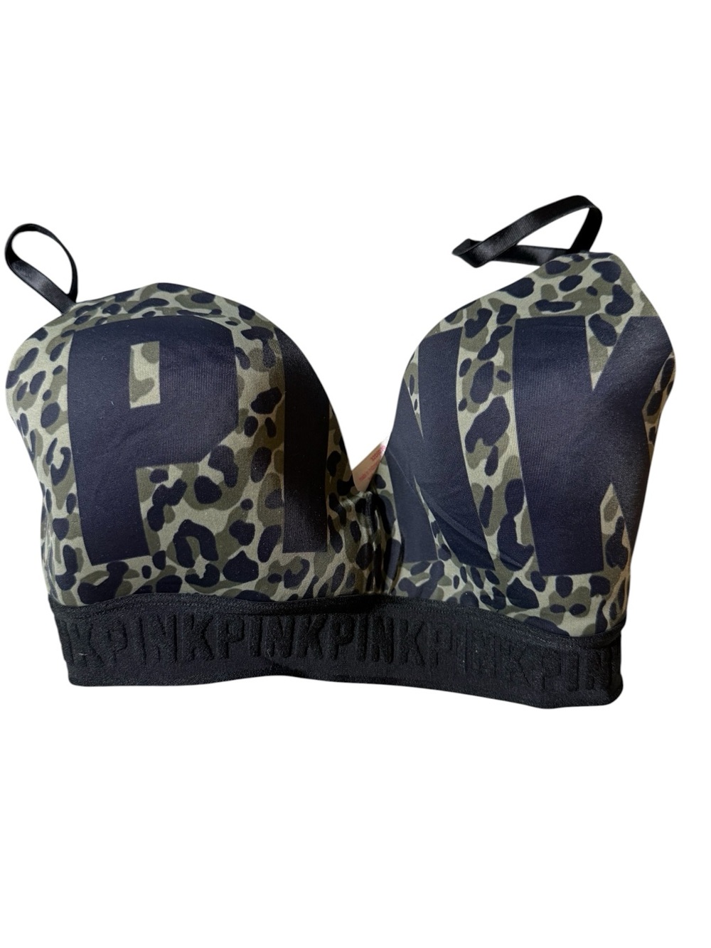 Victorias Secret PINK Bra 32D Wear Everywhere Wireless Lightly Lined Camo Logo